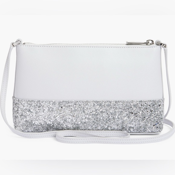Kate Spade Silver Sparkle Crossbody Bag || Grey - Picture 5 of 15